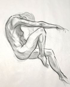 a drawing of a naked man sitting on the ground