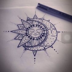 a drawing of a sun with a face on it