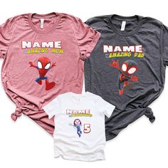 Description: Spiderman Birthday Shirt 🕕Production Time 1-2 business days🕕 All T-Shirts belongs to Bella Canvas brand High quality and super soft, comfortable shirt. Made with top of the line vinyl and pressed with a professional grade heat press. ✔Make sure you check our size-chart before you place your order. ➡️𝗛𝗢𝗪 𝗧𝗢 𝗢𝗥𝗗𝗘𝗥 ⬅️ 𝟏. Please, Check and Review all Photos. 𝟐. Select Your T-Shirt Size and T-Shirt Color from drop down menus. 𝟑. Enter your Design Color. 𝟒. Choose Your Qua Spider Man Family Birthday Shirts, Spidey And His Amazing Friends Birthday Theme, Spiderman Amazing Friends Birthday Party, Spider-man And His Amazing Friends Birthday, Spidey And His Amazing Friends Birthday Shirt, Spider And His Amazing Friends Birthday, Spidey Friends Birthday, Spidey And Friends Birthday Party