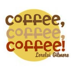 the logo for coffee, coffee, and general business is yellow with brown lettering that says coffee, coffee, coffee