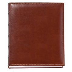 a brown leather book with stitching on the cover