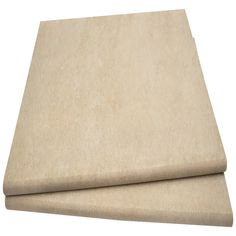 two pieces of beige colored paper on a white background