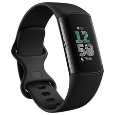 the fitbit smart watch is shown in black