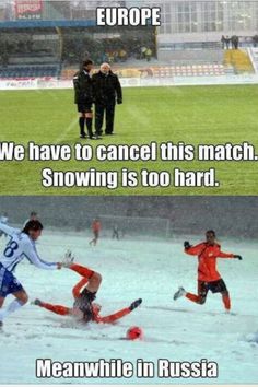 two soccer players collaged with each other in the snow