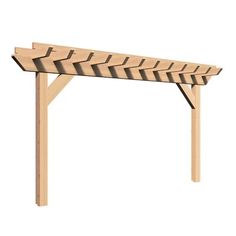 a wooden bench with an arrow design on the top and bottom section, against a white background