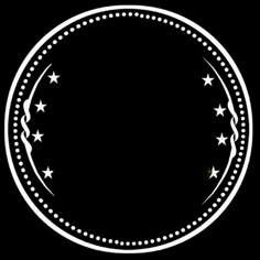 a black and white circle with stars on it