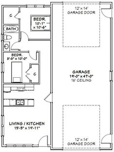 a floor plan for a garage with two separate rooms and one living room on the first level