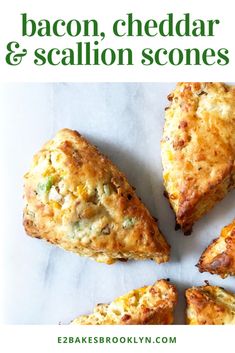 bacon, cheddar and scallion scones on a sheet of paper