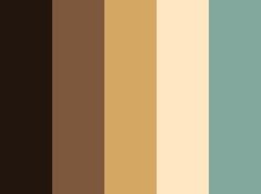 the color palette is brown, blue and green