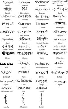 an image of different types of writing in various languages, including english and thai letters