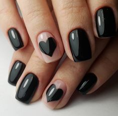 Black Acrylic Nail Designs, Tato Henna, Unghie Nail Art, Black Acrylic Nails, Black Nail Art, Black Nail Polish, Super Nails, Manicure E Pedicure, Valentine's Day Nails