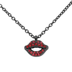 Make a bold statement with this Red and Black Lips Necklace. The perfect accessory to any outfit, this necklace is crafted with a modern and stylish design that is sure to turn heads. The unique and daring design will make you stand out in any crowd and give you a fashionable edge. Its lightweight design makes it comfortable to wear all day long. Perfect for any occasion, this necklace is sure to be a conversation piece. Red And Black Lips, Lip Necklace, Crystal Lips, Dinosaur Necklace, Black Lips, Red Lip, Skull Pendant, Black Plates, Charm Pendant Necklace