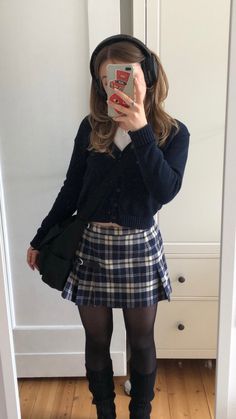 90s Outfits Preppy, Coquette Black Skirt Outfit, Music Student Aesthetic Outfit, Skirt Outfits Girly, Brandy Jacket Outfit, Dowmtown Girl Oufits, Autumn Outfits Skirts, Preppy Grunge Aesthetic, Downtown Skirt Outfits