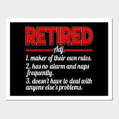 a red and black sign that says retired on the side of it, with an image of