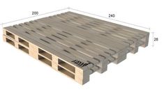 a wooden pallet is shown with measurements for the top and bottom sections on it