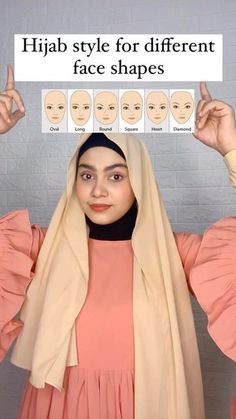 Hijab Tutorial For Heart Face, Small Face Hijab Style, Hijab Style Tutorial For Oval Face, Hijab Styles For Oval Face Shape, Rectangle Hijab Tutorial, Hijab Tutorial Square Face, Hijab On Round Face, Hijab Styles For Face Shapes, Hijab Double Chin