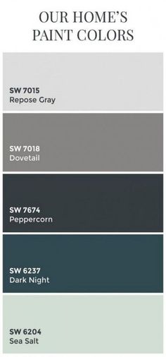 the color scheme for our home's paint colors is shown in shades of gray, green