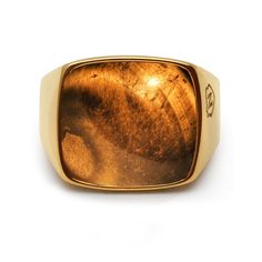 Stainless Steel Ring with Gold Plating.The Nialaya Gentlemen’s Cocktail Ring is designed with a contemporary style. The focal point of the ring is the brilliant tiger eye which sits in the center of its gold-plated band.Please note that all our pieces are crafted by hand and one-of-a-kind, and may therefore vary slightly in size, shape, and color. Avoid contact with hairspray, perfume, water, bleaches and lotions. Avoid humidity, heat and overexposure to sun. Gently wipe you Nialaya jewelry with Tiger Eye Rings For Men, Mens Gold Signet Rings, Green Tiger Eye, Brown Tiger, Gold Tiger Eye, Brown Tiger Eye, Jewelry Wardrobe, Signet Ring Men, Gold Signet Ring