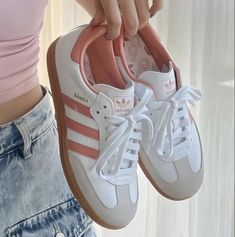 adidas pink samba Pink And White Adidas, Pink Adidas Shoes, Preppy Shoes