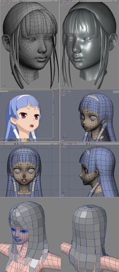 some animation character poses and hair styles for the game avatar, which is also made up of