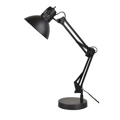 a black desk lamp on a white background with clippings to the bottom and sides