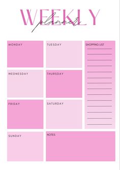 a pink weekly planner with the words week