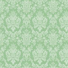 a green and white wallpaper with an ornate design