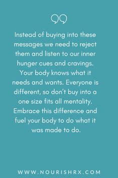 Instead of buying into these messages we need to reject them and listen to our inner hunger cues and cravings! #nourishrxquotes #nourishrxblogs Hunger Cues, Carbohydrate Diet, Diet Culture, Low Carbohydrate Diet, Stomach Ache, Low Carbohydrates, Mental Wellbeing, Intuitive Eating, Keeping Healthy