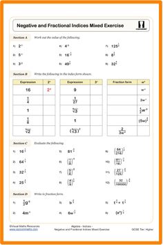 negative and fraction numbers worksheet for students to use in the math class,