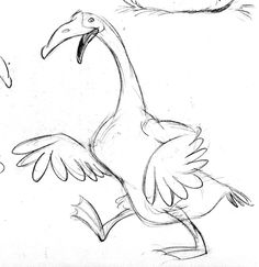 a drawing of a bird with its wings spread out and feet in the air next to it