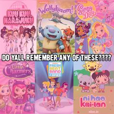 some cartoon characters with the words do ya'll remember any of these?