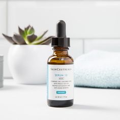 A daytime introductory vitamin C serum for sensitive skin that offers environmental protection and improves the appearance of aging Ideal for sensitive skin types or those new to vitamin C antioxidant serum, Serum 10 AOX+ utilizes 10% pure vitamin C (l-ascorbic acid) and 0.2% ferulic acid to help neutralize damaging free radicals that contribute to atmospheric skin aging – environmental damage and premature signs of aging caused by free radicals from UVA/UVB radiation. In addition to providing t Serum For Sensitive Skin, Skinceuticals Retinol, Best Vitamin C Serum, Acne Gel, Moisturizer For Sensitive Skin, Vitamin C Benefits, Antioxidant Serum, Pca Skin, Best Serum