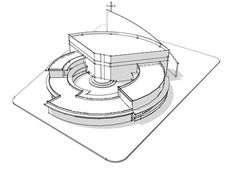 an architectural drawing of a circular structure