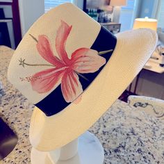 Brand New, Never Worn. My Husband Purchased It In Key West For Me, But It Doesn’t Look Good On Me. Chic Pink Fedora With Short Brim, Chic Pink Vacation Hat, Chic Pink Hat For Vacation, Pink Casual Straw Hat With Short Brim, Pink Casual Panama Hat For Spring, Casual Pink Panama Hat For Spring, Pink Straw Casual Hat, Pink Short Brim Fedora For Spring, Casual Pink Straw Hat