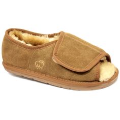 Slip into comfort with these menâs LAMO slippers. In chestnut.SHOE FEATURES Merino wool lining Adjustable hook and loop strap Slip-resistant Comfort-Flex sole SHOE CONSTRUCTION Suede upper Wool lining EVA midsole Rubber outsole SHOE DETAILS Open toe Hook & loop closure Padded footbed  Size: Small. Color: Lt Brown. Gender: male. Age Group: adult. Pattern: Solid. Man Of The House, Bedroom Slippers, Men Suede, Sole Shoes, House Slippers, Slipper Boots, Mens Slippers, Hook And Loop, Slide Slipper