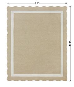 an area rug with scalloped edges and a white border in the middle, on a white background