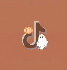 the number thirteen with a ghost and pumpkin on it's head is shown in front of an orange background