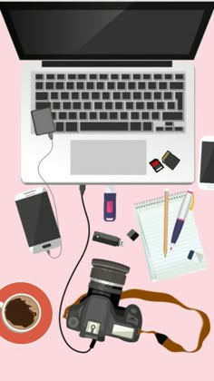 an open laptop computer sitting on top of a desk next to a cup of coffee