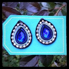 Unique Piece. Eye Catching. Lightweight. Soutache Earrings, Earrings Color, Black Blue, Blue Black, Unique Pieces, Jewelry Earrings, Women Jewelry, Women Shopping, Blue