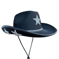 Superstar Cowgirl Hat,Cowboy Hat With Rhinestone Hat Band. Hat Comes With Removable Chin Strap. Hand Made Size: Adult One Size Fits All. Color: Black (Available In Pink, White Black). Hat Band: Rhinestone Band Securely Attached To The Middle Area Of The Hat. If You Prefer No Band, We Can Do That As Well. Great For Western Birthday Party, Bachelorette Party, Wedding,Last Hoedown,Bride, Cowgirl Hat, Cowboy, Nashville Bachelorette, Music Festival, Tik Tok, Bridal, Rodeo, Disco Rodeo, Space Cowboy, Birthday Cowboy Hat, Last Hoedown, Bride Cowgirl Hat, Disco Rodeo, Cowboy Cheerleaders, Rhinestone Hat, Western Birthday Party, Black Cowboy Hat, Western Birthday