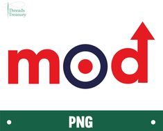 the mod logo with an arrow pointing up to it's right side and another sign that says mod