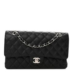 This is an authentic CHANEL Caviar Quilted Medium Double Flap in Black. This elegant shoulder bag is crafted of luxurious caviar textured leather in black. The bag features leather threadedsilver chain-link shoulder strap, a rearpatch pocket, and a crossoverflap with a silver classic CC turn lock. The flap opens to reveal an inner flap and a leather interior with patch pockets. Chanel Double Flap, Classic Phones, Chanel Classic Flap Bag, Leather Thread, Quilted Wallet, Chanel Caviar, Chanel Flap Bag, Classic Flap Bag, Chanel Shoulder Bag