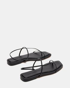 LYNLEY Black Strappy Square Toe Sandal | Women's Sandals – Steve Madden Steve Madden Store, Square Toe Sandals, Apparel Merchandising, Leather Socks, 5 Inch Heels, French Fashion, Shoe Care, Fun Bags, Women's Sandals