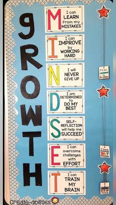 a bulletin board with the words growth on it