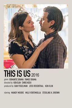 the poster for this is us shows a man kissing a woman's forehead in front of him