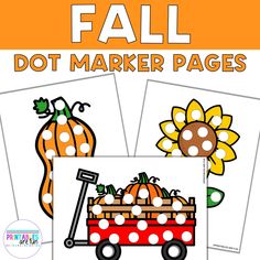 fall dot marker pages with pumpkins and a wagon