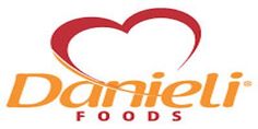 the logo for danielle's foods is shown in orange and white with a heart on it