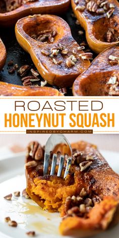 Try this simple roasted honeynut squash! Served with a drizzle of maple syrup, these roasted honeynut squash halves are a delicious Thanksgiving side dish recipe. Perfect if you want something new for your Thanksgiving dinner party! Honeynut Squash Recipes, Roasted Honeynut Squash, Honeynut Squash, Twice Baked Sweet Potatoes, Thanksgiving Dinner Party