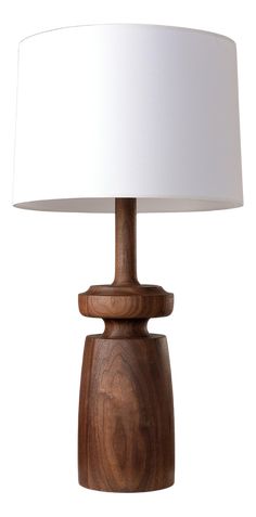 Lathe Turned Walnut Table Lamp by Michael Rozell | Chairish Turned Wood Table Lamp, Turned Wood Lamp, Mission Style Decorating, Walnut Table, Turned Wood, Wood Lathe, Mission Style, Wood Lamps, Woodturning