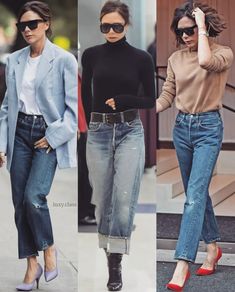 Victoria Beckham Outfits 2023, Slouch Jeans Outfit, Victoria Beckham Jeans Outfits, Cuffed Jeans Outfit 2023, Victoria Beckham Style 2023, Victoria Beckham Jeans